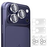 Hlija 2 Pack Camera Lens Protector Individual Anti Shatter Lens Protector + 2 Pcs Rear Back Camera Hollow Lens Protector Matte Guard Film for iPhone 17 Pro Max Only - Transparent