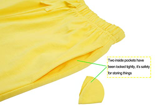 Alwaysone Kids Shorts With Drawstring Soft Cotton Sweat Shorts Athletic Basketball Shorts For Boys And Girls 3-12 Years (Pink+Yellow-M) #TOP3