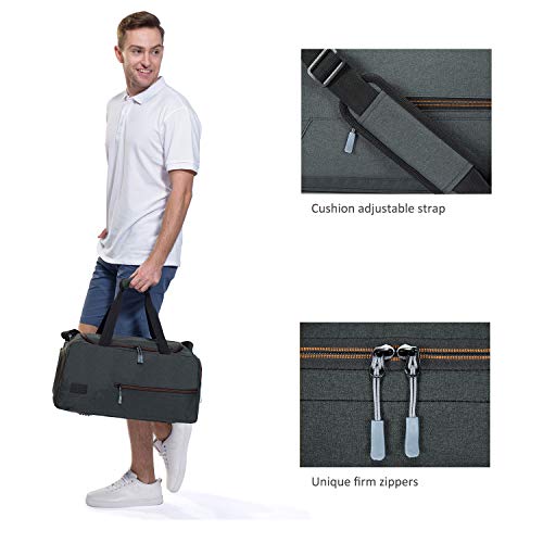 MarsBro Water Resistant Sports Gym Travel Weekender Duffel Bag with Shoe Compartment Black