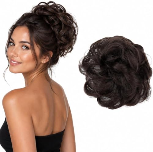 Image of Curated Cart Hair Bun For Women, Hair Accessories, Juda Hair Buns for Women, Messy Bun Hair Extension, Artificial Fake Hair Donuts Bun Maker Scrunchies, With Elastic Rubber band, Natural Brown,1 Pc