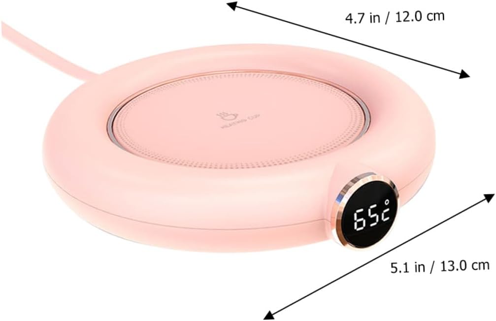 BESPORTBLE USB Charging Cup Warmer Stage Temperature Display Practical Tabletop Mug Heater Creative Pink Milk Warmer for Office Home Dorm and Conference Use