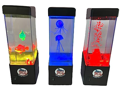 Image of WARM FUZZY Toys (1) Clownfish Lamp - Battery-Powered and USB Color-Changing Lava Lamp for Positive Energy - Perfect Home Office Decor or Gift for Kids