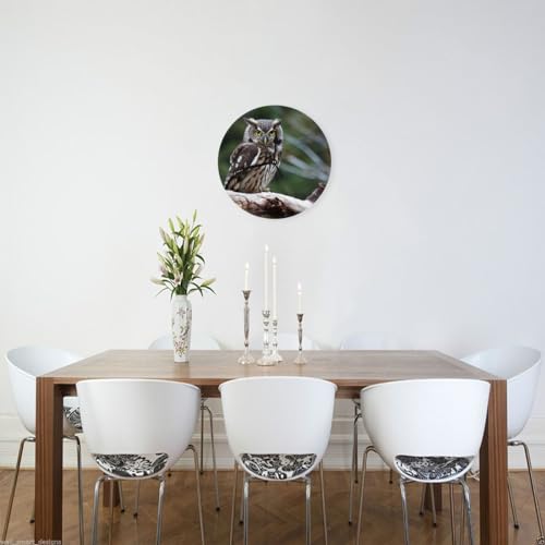 Pendule murale design avec illustration de hibou mecanisme quartz silencieux