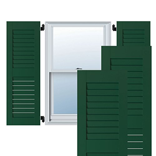 Ekena Millwork RWL12X040CGM Exterior Real Wood Sapele Mahogany Louvered Shutters (Per Pair), 12" x 40", Chrome Green