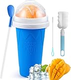 Slushy Maker Cup, Slushie Maker Cup Magic Quick Frozen Smoothies Cup Cooling Cup Double Layer Squeeze Cup, Homemade Milkshake Ice Cream Maker for Kids and Family (Blue)
