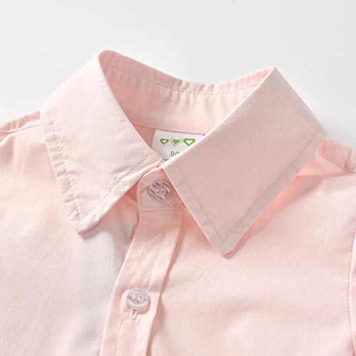 Little Boys Gentleman Formal Suit Set With Vest, Pant, Shirt, And Bow Tie,Baby Boys Long Sleeve Wear Weding 4Pcs Outfit (Pink, 100/3-4T) #TOP4