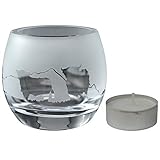 Teelichthalter mit sandgestrahltem Highland-Kuh Fries