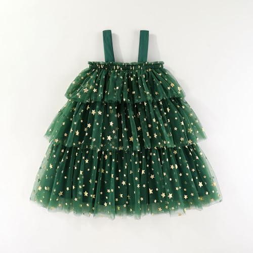 Toddler Girl Christmas Dress Star Sequin Layered Tulle Green Tutu Dress Xmas Outfit 1-7Y Girls Smash Xmas Tree Cake Dresses2