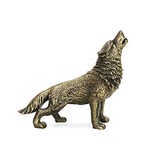 Estatua pequeña de lobo de bronce 5.7 x 1.7 x 5 pulgadas miniatura 6