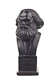 Höhe: 12.5 cm. Deutscher Philosoph Sozialist Karl Marx Stein Büste Statue Skulptur 12,5 cm schwarz