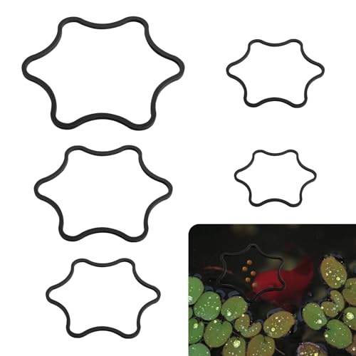 PEUTIER 5uds Anillos Flotantes para Plantas de Acuario, Corral Flotante Espuma Plantas en Forma de Flor Anillos Alimentación Peces Anillo Alimento Peceras para Interceptar Plantas Flotantes (Negro)