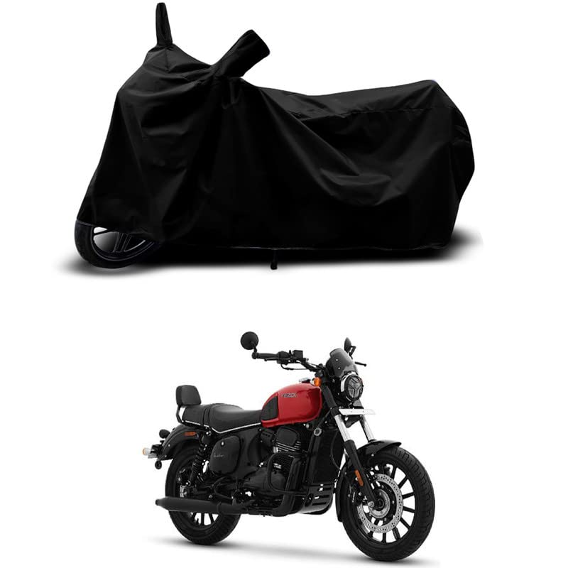 Image of 100% Scratchproof /UV-Rays /Heat Protection /Birds Dropping /Water Resistant /Dust Proof /Waterproof /Bike Scooty Two Wheeler Body Cover Compatible for Yezdi Roadster Inferno All Varient[Black]