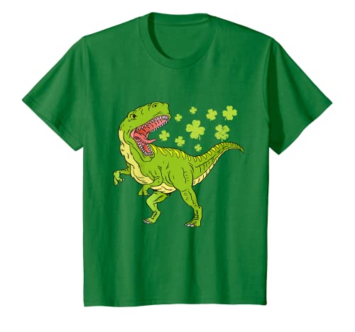 Kids St Patrick Day Dinosaur TRex Shamrock Irish Gift Toddler Boy T-Shirt