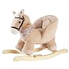 Rocking Horse, Baby Animal Rocking Horse with Seat, Ride on Horse, Plush Rocking Horse with Realistic Sound, Wooden Rocking Horses Ages 1-3 (Caramel Color Horse), CPC Certified