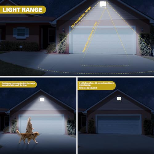 Willpower 2pcs LED Floodlight 20W 2000lm LED Security Lights Outdoor with Motion Sensor LED Work Light IP66 Waterproof PIR Lights White 6000K Wall Light for Garden Garage Court Patio Lawn by Willpower - Image 6