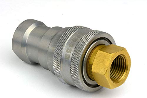 Image of TEMCo 1 /2 inch Female NPT Thread 1 /2 inch Body Pair Hydraulic Coupler ISO 7241B Ball Valve Quick Connect for Tractors and Ag Equipment Fits Pioneer Parker Format - HF0060 (HF0058 + HF0059)