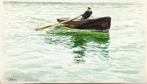 Tableau Toile Homme Ramant un Canot Affiche Art Charles Napier Hemy Décoration Murale Salon 60x90