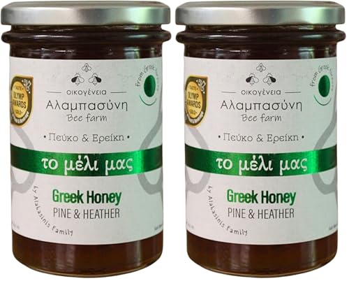 Alabasinis Miel Griega de Pino y Brezo – 400gr – 100% Miel Natural de Grecia (Paquete de 2)