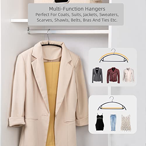Nature Smile 20 Pack Non Slip Suit Hanger,Coat Jacket Hangers,Sweater Hangers,Pvc Coating Metal Hangers For Pants,Shawls,Belts,Bras - Dimple & Crease Free T Shirt Hangers,Black Color… #TOP6