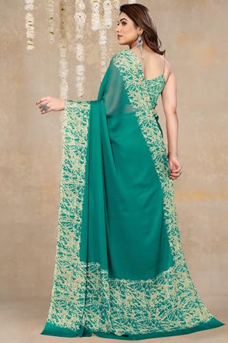 Image of MIRCHI FASHION Women Saree Abstract Print Chiffon | Breathable Lightweight Casual Sari for Regular Use and Office with Unstitched Blouse (Available in 25 Colors)