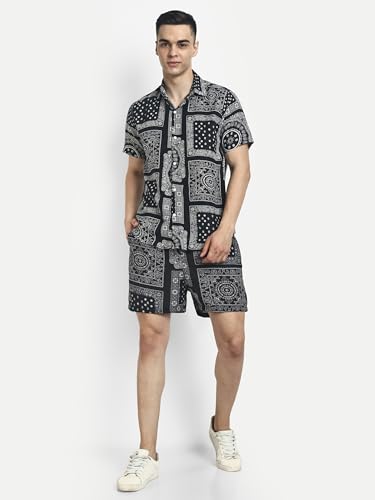 Image of GRECIILOOKS Co Ord Set for Men | Trendy Night Dress for Boys | Shirt and Shorts Combo for Lounge | Stylish Summer and Travel Wear | Men's Matching Two-Piece for Vacation