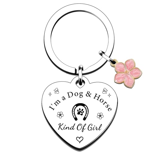 QMVMV Regali per cani e cavalli, per ragazze e donne, portachiavi per amanti dei cani, regalo per amanti dei cavalli, regalo a ferro di cavallo, regalo equestre, regalo di Natale per amanti dei