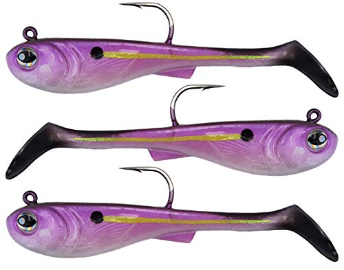 FISHN® GRUMPYbaby Rubberfish Set - Poids: 13g, Longueur: 11cm - Action de nage extrême, leurres pour la pêche au brochet, Softbait, Swimbait, Puissance de pêche (3 pièces) (GRUMPYbaby Purple Rain) Cover