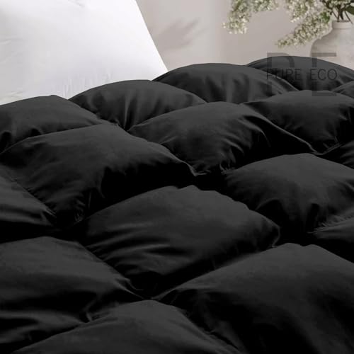 Image of PURE ECO 600 GSM Down Alternative Comforter for Single Size (60 inchX90 inch) - 600 GSM Heavy Winter Comforter /Rajai /Duvet /Blanket Microfiber Super Soft Fluffy for Winter Single Size - Black Color