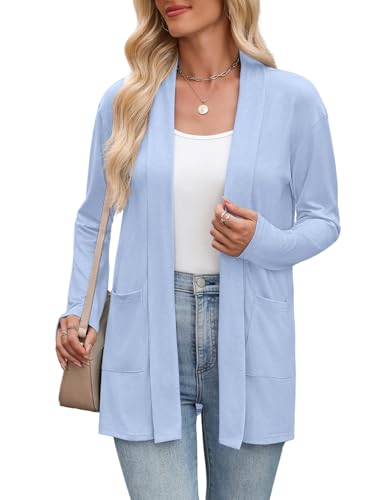 Zeagoo Summer Cardigan for Women Lightweight Open Front Cardigan Sweaters Casual Coat with Pockets