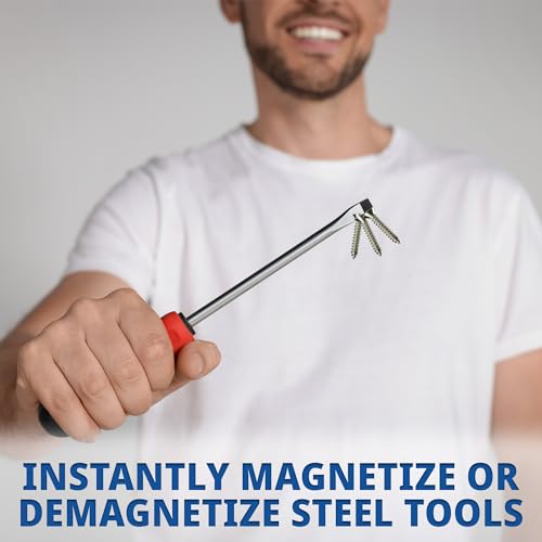 MeasuPro Demagnetizer and Magnetizer - Yellow - 3 Pack - for Screwdrivers Tips, Bits, and Small Tools, Large or Big Screws, Drills, Drill Bits, Sockets, Nuts, Bolts, Nails and Precision Construction