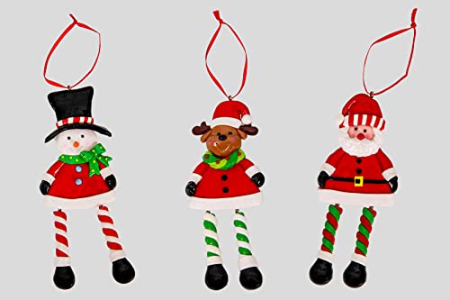 Christmas Tree Hanging Decorations Santa Snowman Reindeer Xmas Tree Wall Home Décor Ornaments 12pcs Set, 13x6cm