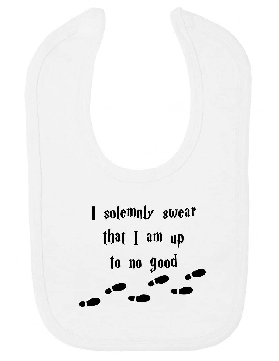 Miammo I solemnly swear I am up to no good mischief cotton baby bib - White