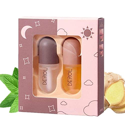 Lip Plumper Set, Angmile Natural Lip Plumping Lip Gloss, Lip Care Injection Extreme, Lip Enhancer Hydrating Lip Oil, Lip Filler, Ginger Mint Extract Lip Sleeping Mask Lip Balm (Day+Night)