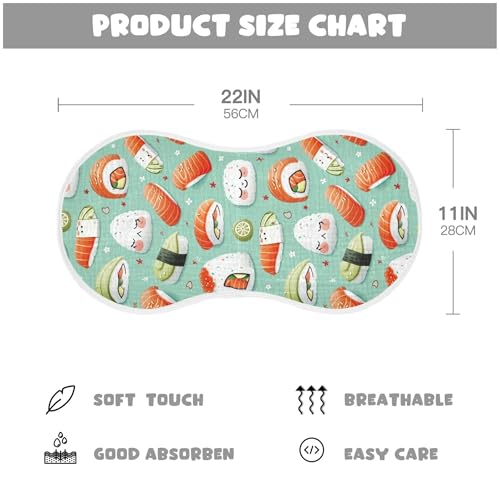 xigua Sushi Baby Burp Cloths for Newborn Boys and Girls 2 Pack, Soft & Absorbent Cotton Baby Burp Cloth, Baby Washcloths, Newborn Towel, Burp Rags4