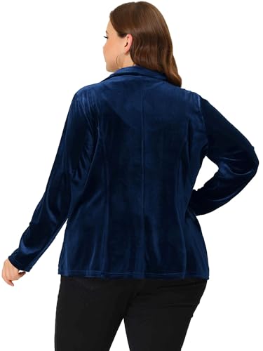 Image of Agnes Orinda Plus Size Velvet Blazers Jackets for Women Casual Lapel Suit Office Work Blazer | Soft Velvet Fabric, Notched Lapel, Button Closure, Vintage Party Style, Long Sleeve Casual Blazer Jacket