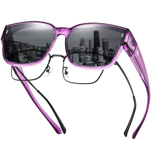 Image of DUCO Fit Over Sunglasses for Men Women Wear Over Glasses Retro Wrap Around Polarized Sun Glasses UV400 Protection DC8981