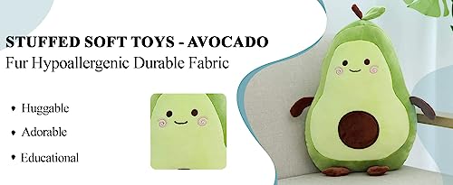 Image of Fun4you Avocado Soft Pillow Toy | Cute Plush Cushion Toy for Kids & Adults | Cuddly Fruit Shaped Soft Toy | Washable Hugging Pillow for Bedroom Sofa Decor & Birthday Gift