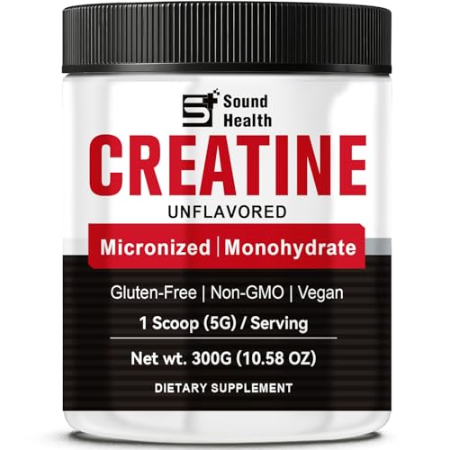Creatine Monohydrate Powder 5000mg Pure Creatine Powder Monohydrate Micronized 300g (60 Servings) Unflavored Nutritional Supplements for Men & Women Sugar-Free,Vegan, Non-GMO with Scoop