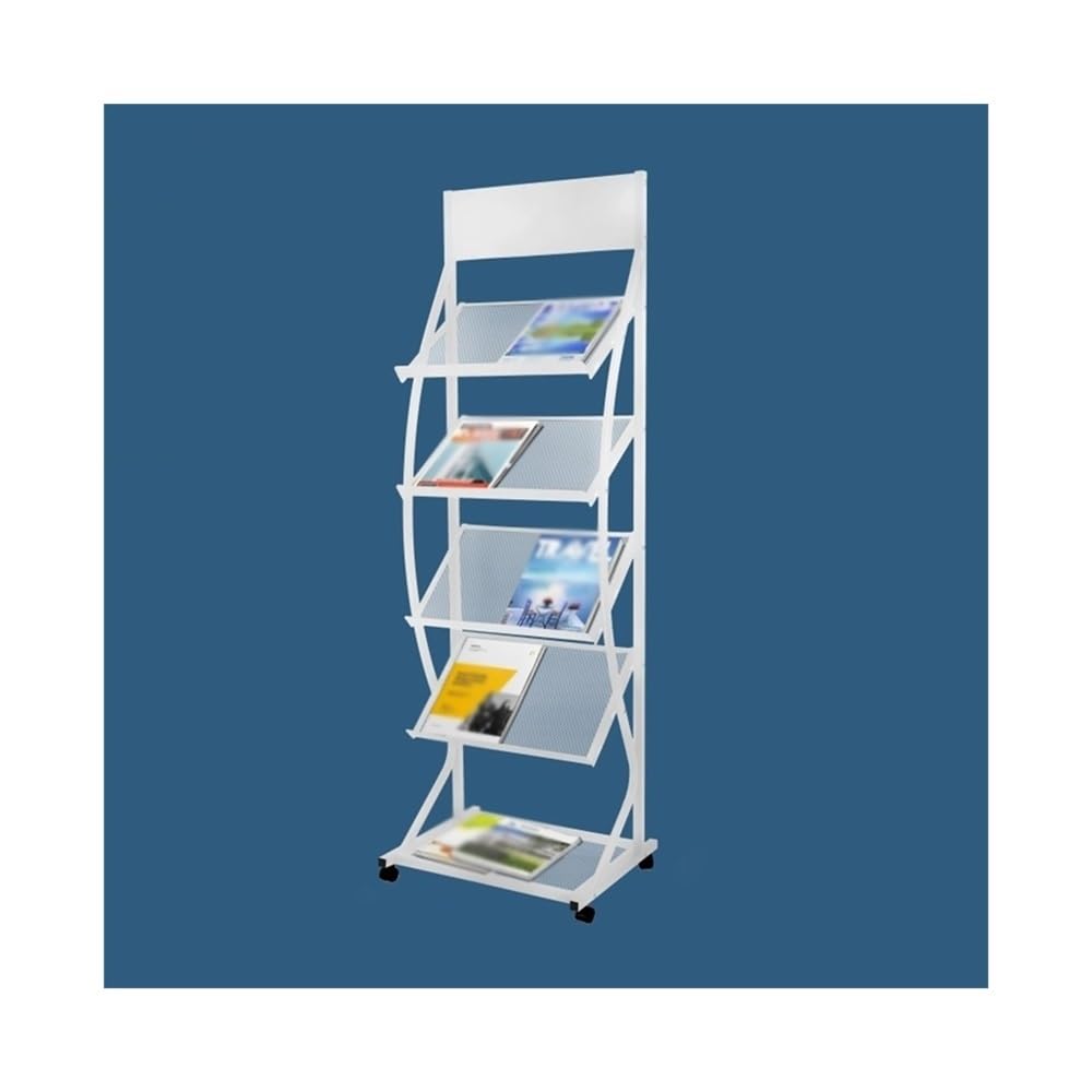 ASerZenith Floor Newspaper Rack Vertical Floor Newspaper Rack Brochure Storage Newspaper Storage Rack Office Furniture Newspaper Rack Floor-Standing Magazine Rack (White)