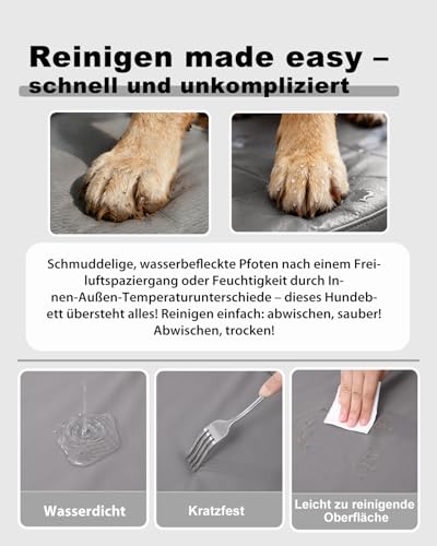 Favodormir Orthopädisches Hundebett Grosse Hunde 119x73cm,Abnehmbare Wassericht Kunstleder-Hülle Hundekissen Hundematratze für große Hunde,Komfortable & Kühlende Für Innen- Und Außenbereich,Grau