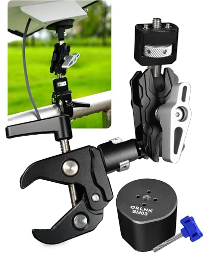 ORLN'K for Starlink Mini RV Ladder Pole Mount, Roof Rack Mount Clamps for RV, Boat, Yacht (Stainless Steel Ball, Anti-Rotation Pins) Ultra with V2025 Adpater SM03-K3