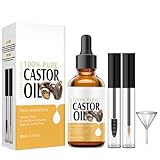 Castor Oil for Eyelashes and Eyebrows, Eyelash Castor Oil Growth Serum with Mascara Tubes to Grow Eyelashes Fast and Thicker, Cold Pressed Organic Castor Oil for Hair Face, Skin and Body Moisturizer