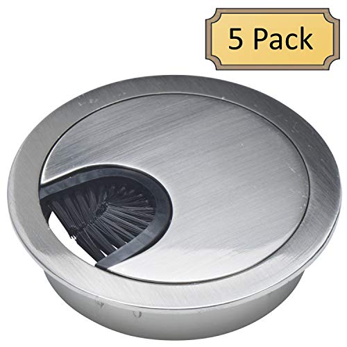 image for Desunia Satin Nickel Metal Cable Grommet | 2 Piece 