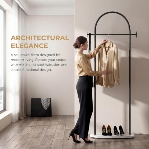 KADIGANG Black Clothing Rack, Modern Clothes Rack with Shelf, Heavy Duty Freestanding Coat Rack, Metal Coat Hanger Stand with Hooks for Boutique Office by KADIGANG - Used condition - Image 2