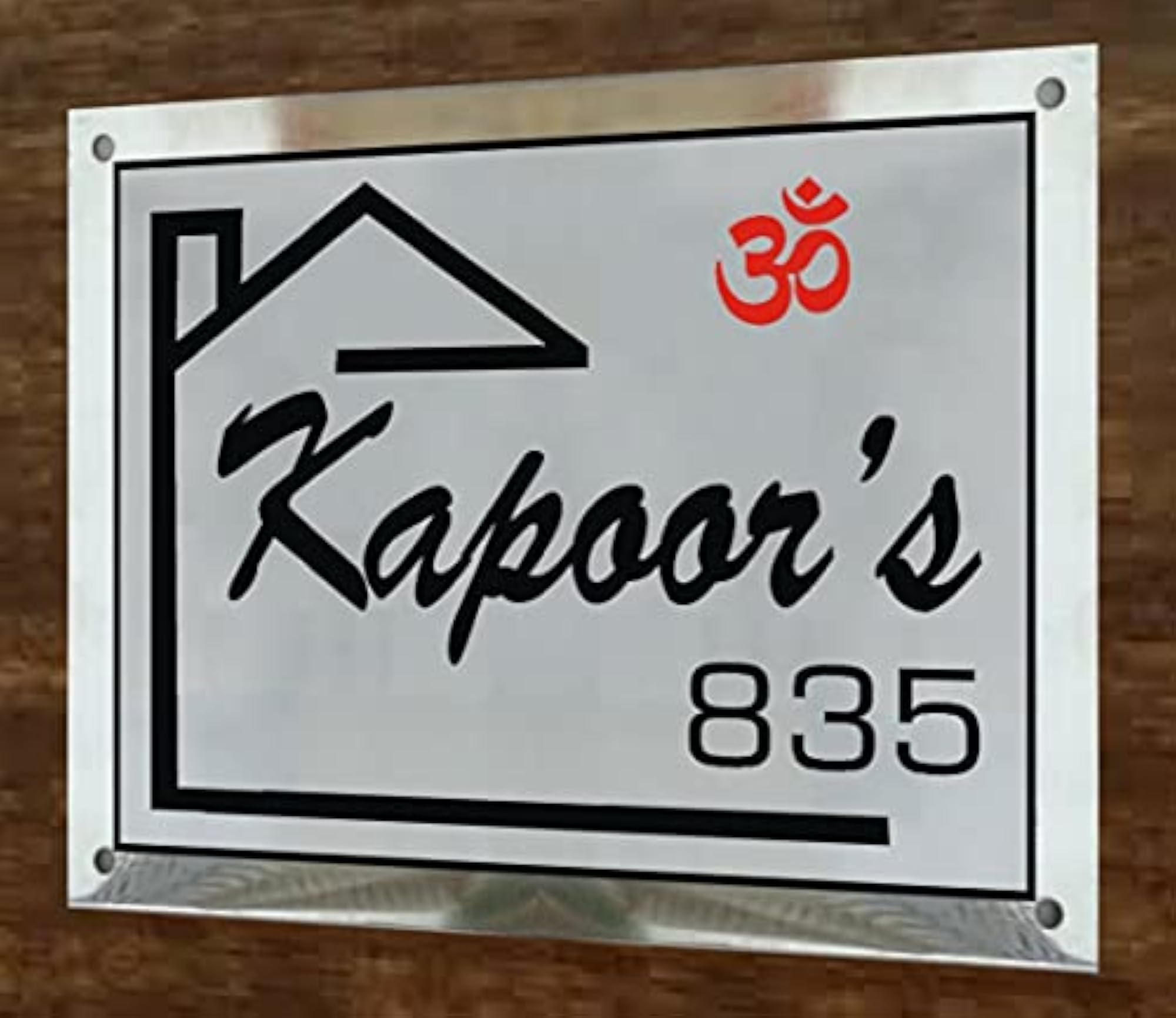 Customized Stainless Steel Name Plates for Home, Elegant Design