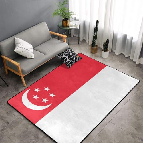 Tapis drapeau Singapour imprimé antidérapant pour cuisine et chambre