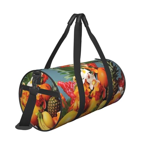 Tropical Fruits and Flowers Duffle Bag for Women Men Personal Item Travel Bags Canvas Weekender Overnight Bag Lightweight Sports Tote Gym Bags Carry On Luggage Bag3