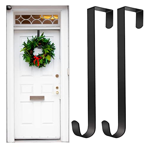 SUNCHE 2 Pièces Crochet pour Porte de Couronnes de Noël, Cintres en Métal pour Couronne de Noël, Cintre de Guirlande, Door Hanger Décor de Noël, pour Suspendre des Décorations de Maison, 31 cm, Noir