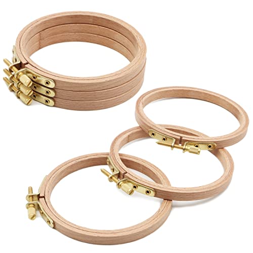 Cerceaux à broder en bois de hêtre ZOCONE de 10,2 cm pour point de croix et couture | Lot de 6