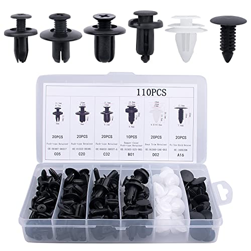 Image of 110PCS 6 Sizes Car Retainer Clips Kit, Auto Door Trim Panel Clips, Expansion Screws Replacement Kit Accessories, Bumper Push Rivet Clips with Storage Box, Universal for GM, Ford, Toyota, Chrysler